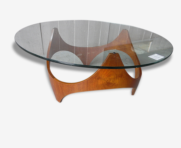 Table basse vintage design Scandinave plateau verre | Selency