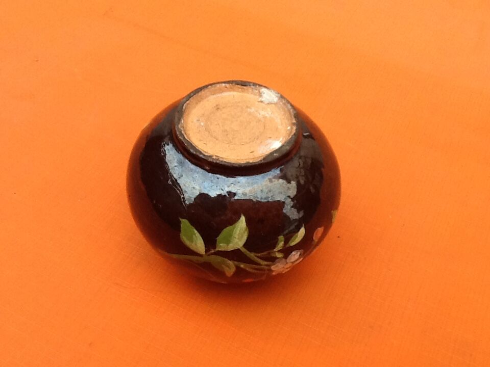 1920s Violet vase Shape ball with collar Polychrome terracotta ..