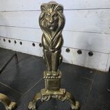 Pair of Empire neoclassical bronze andirons