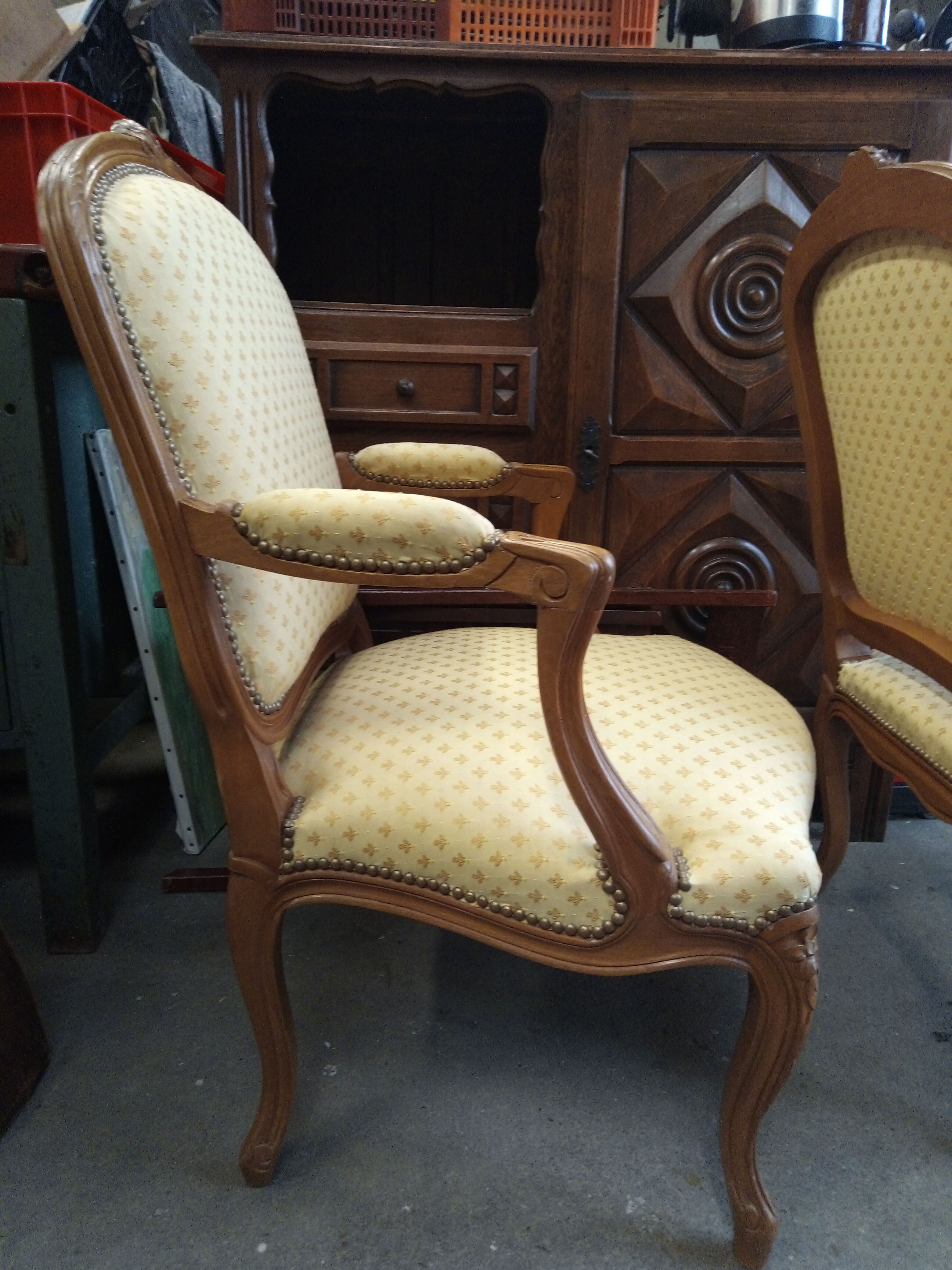 Pair of Louis XVI style armchairs