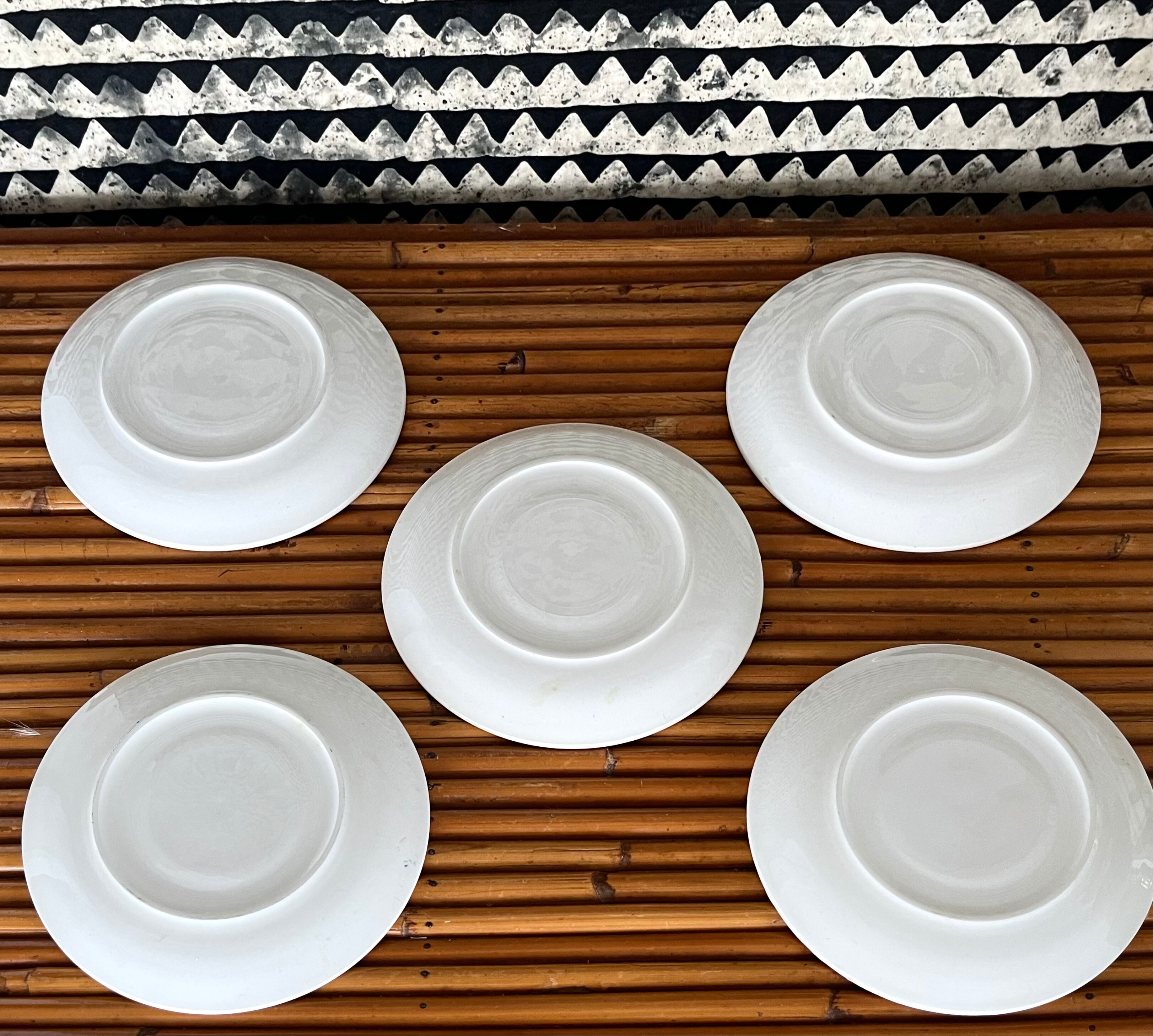 5 cups and saucers vichy 1950