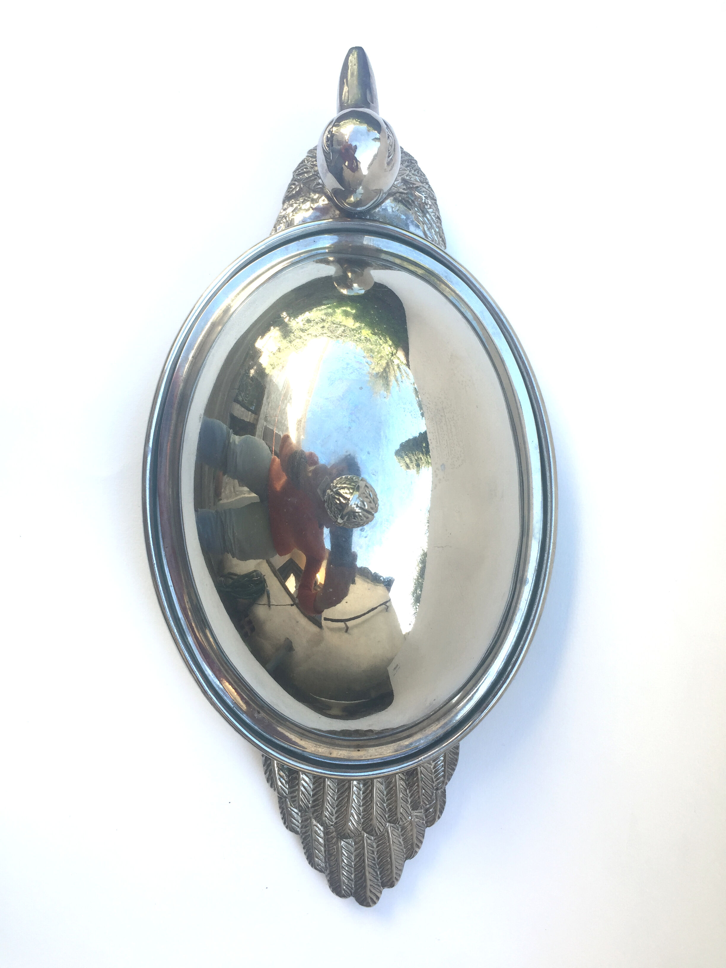 Serving dish foie gras silver metal