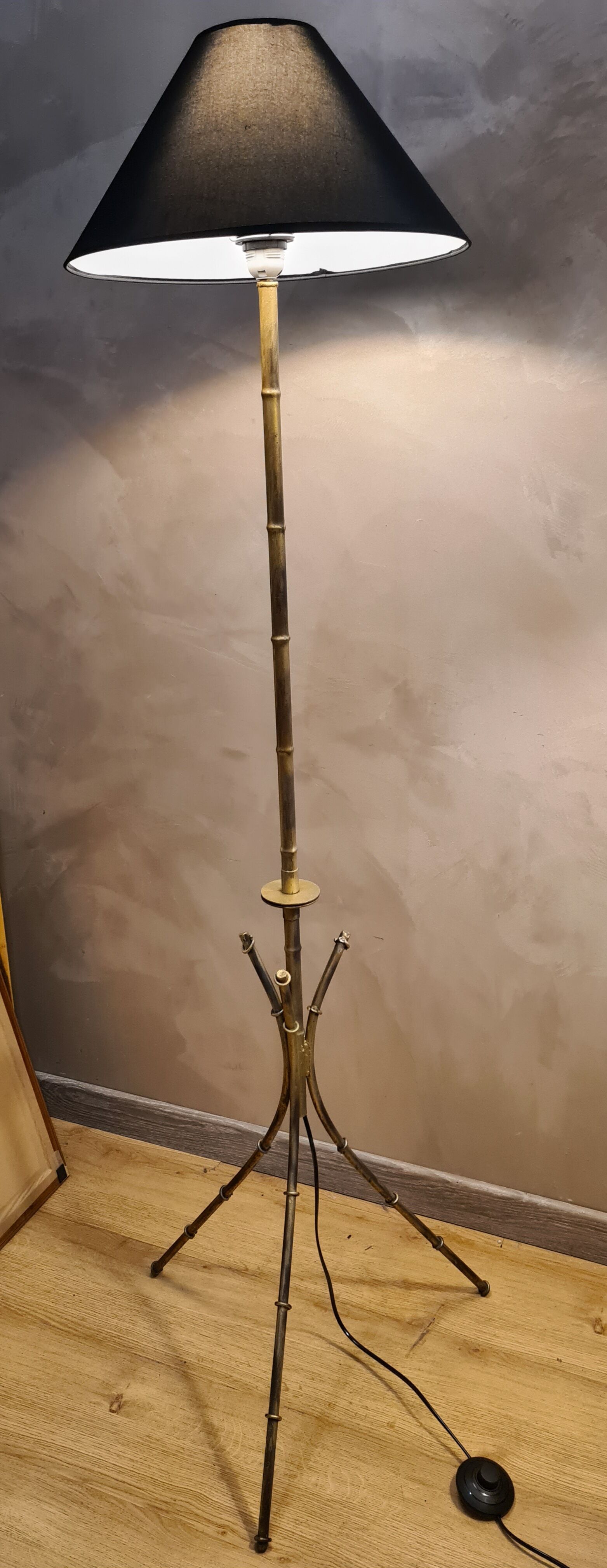 Bamboo style floor lamp painted steel