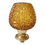 Bedside lamp in amber glass and brass