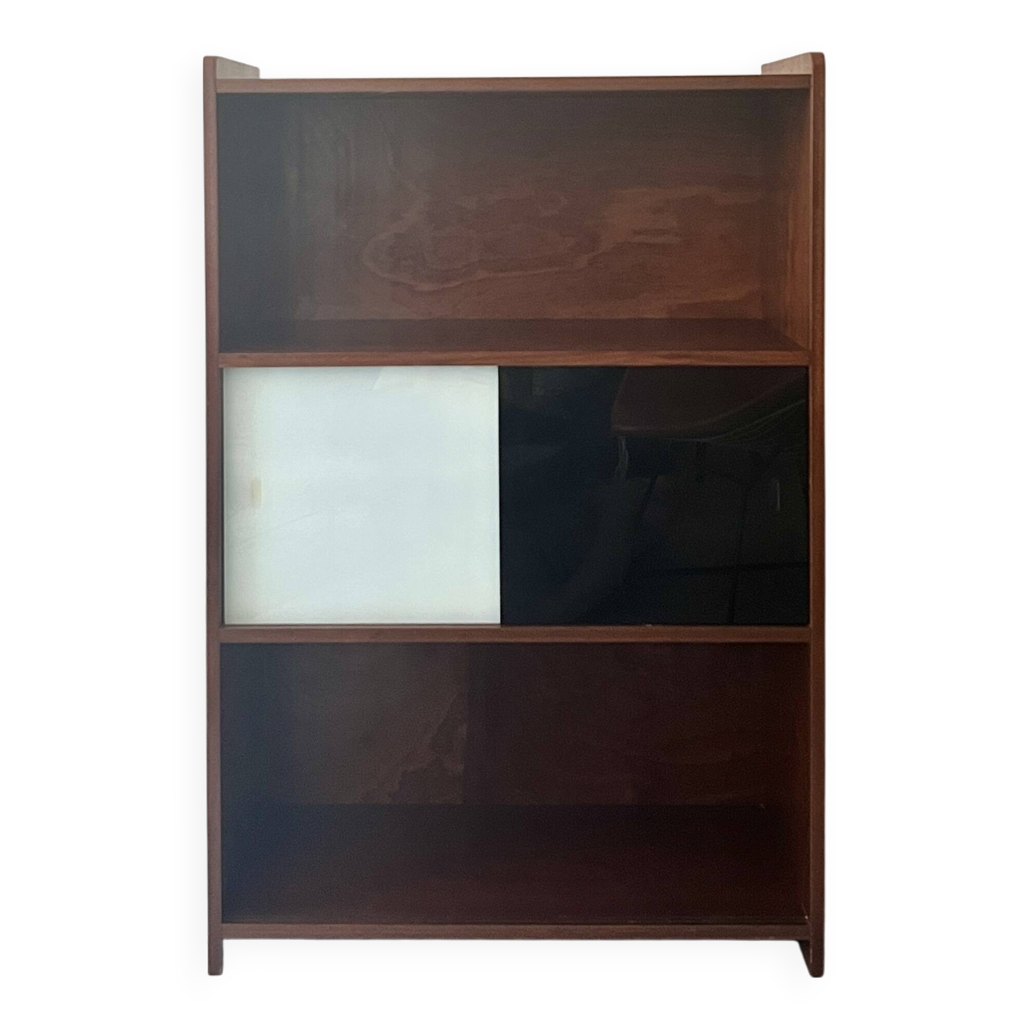 Grande bibliothèque bois mi- fermée par Rozaffy Éd.Meuble Oscar, design 50