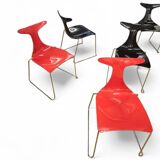 6 x Delfy chair by Gino Carollo for Ciacci Kreaty / Italy 1990s / 2 x red - 4 x black