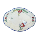 Plat ovale en faience motif floral Emile Bourgeois Paris