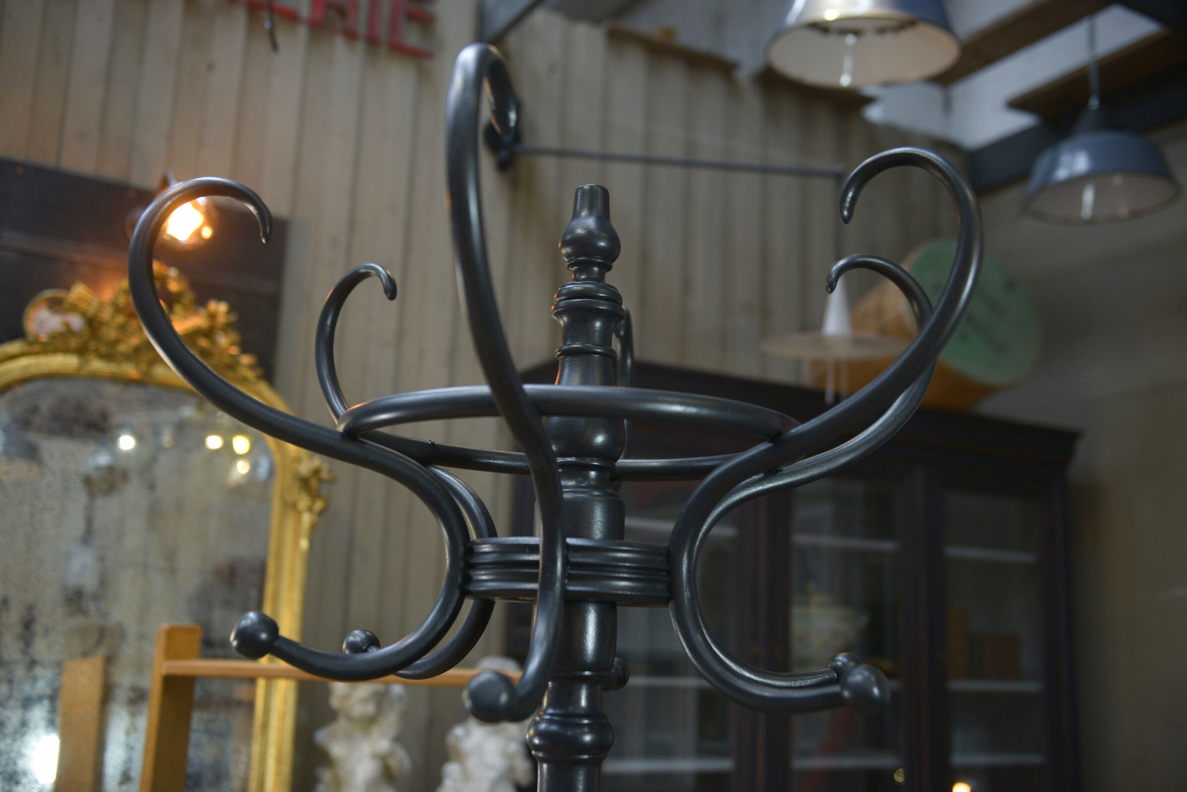 Old curved wooden parrot coat rack 1920