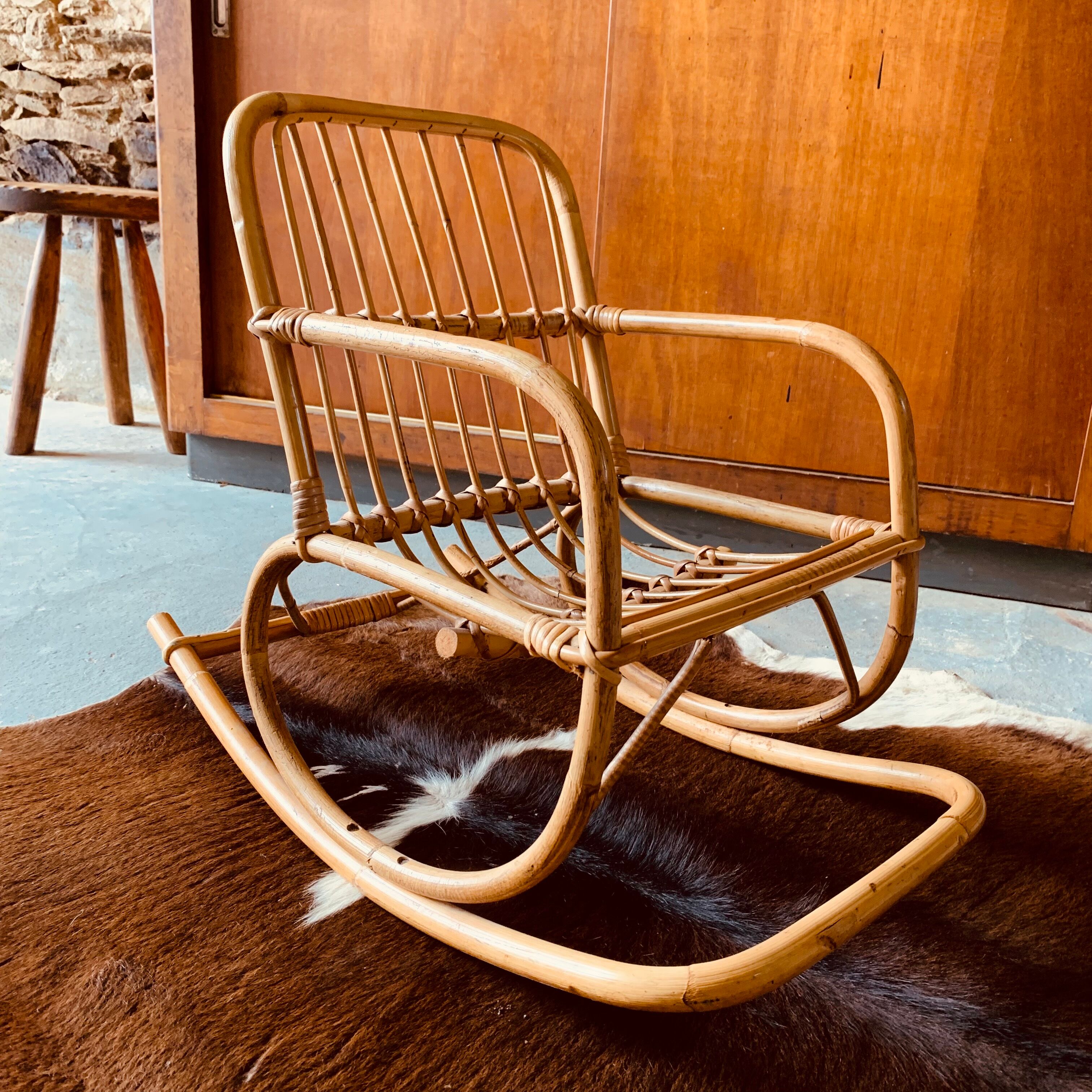 Children's rattan rocking chair