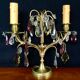 Paire de girandoles en bronze et cristal