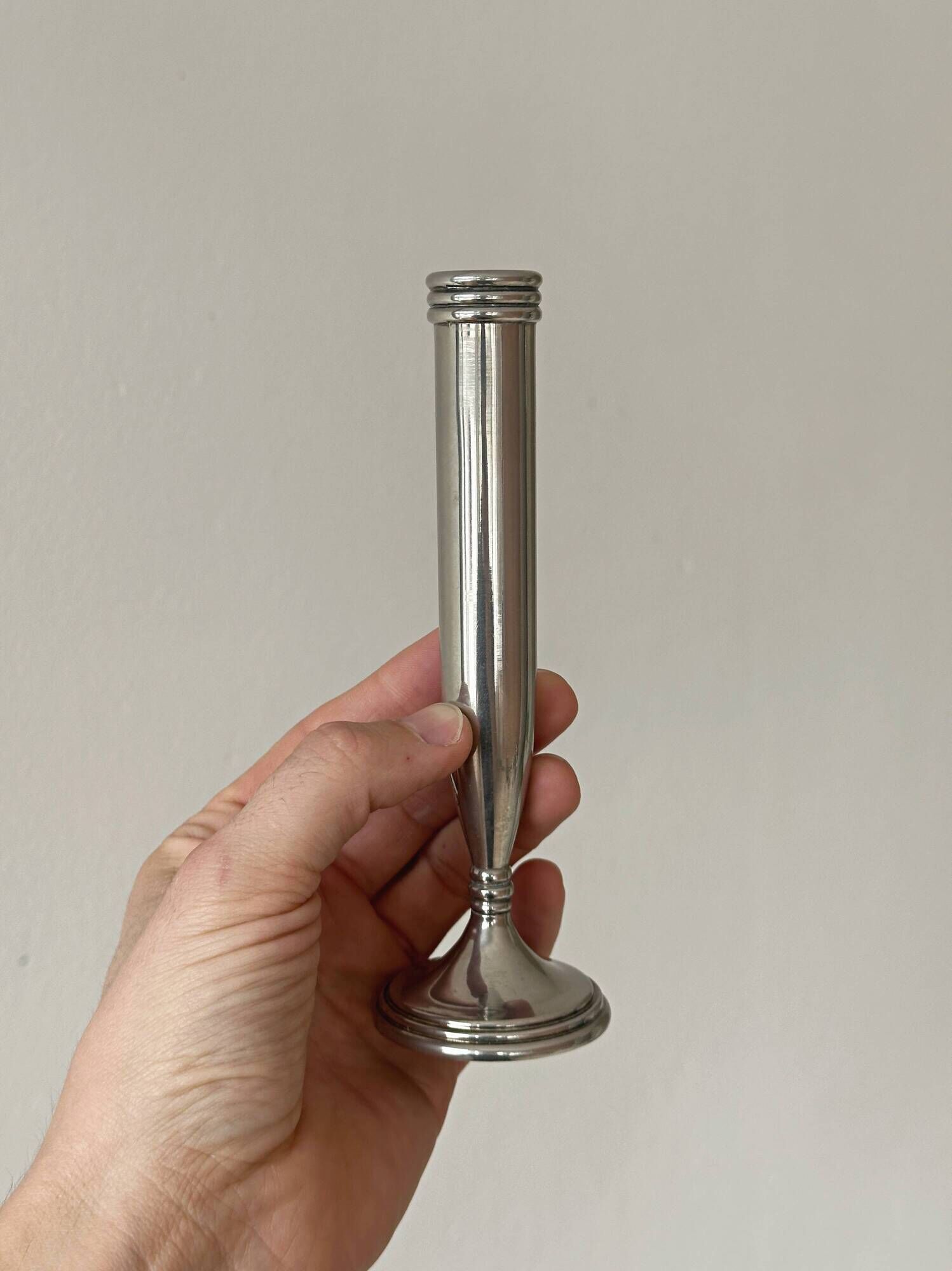 silver-plated single-stem vase