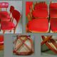 6 vintage wooden and skai red bistro chairs