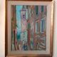 Oil painting on cardboard, Vittorio Nomellini (1901 Genoa - 1965 Florence), view of Lerici.