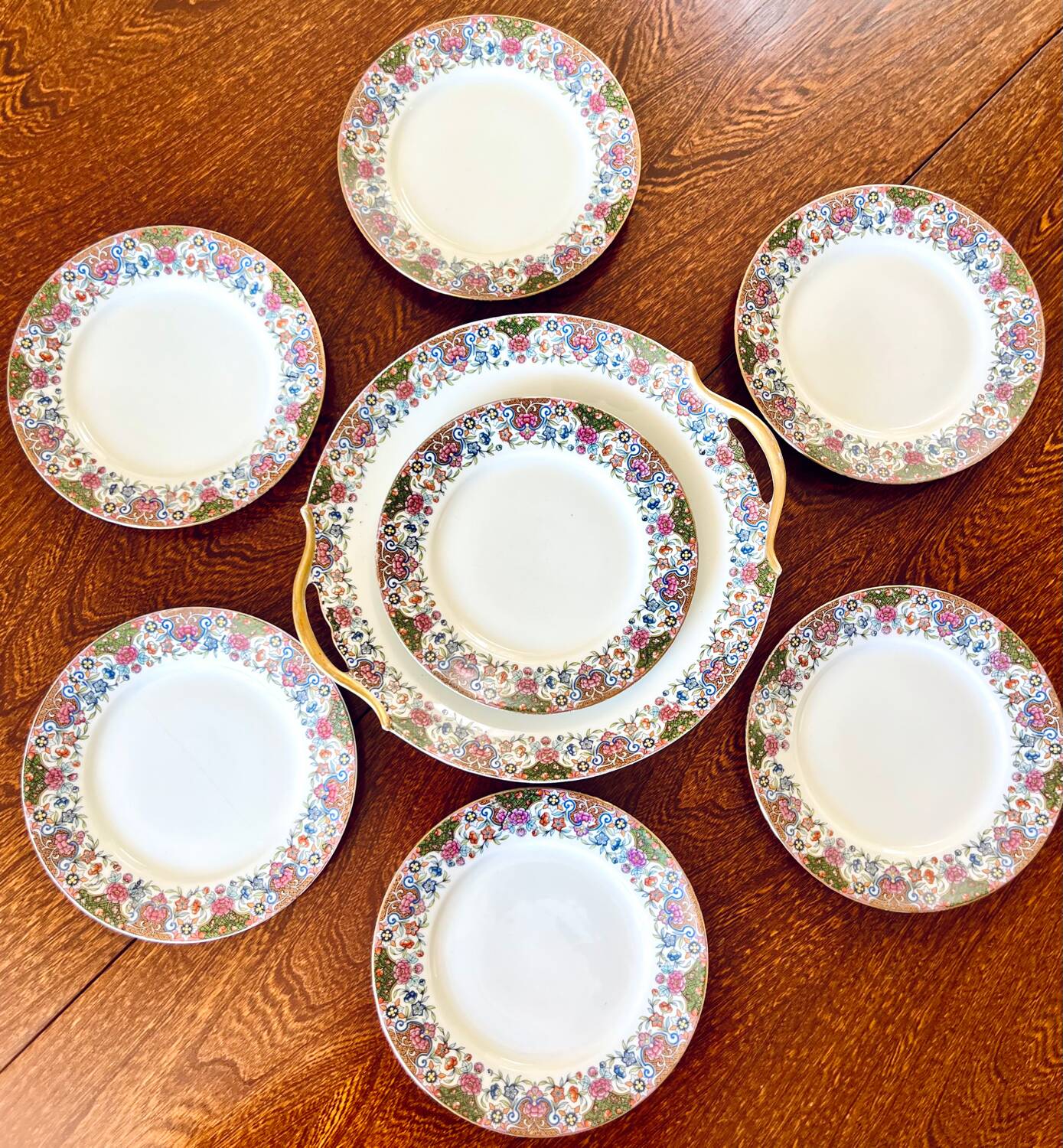 Limoges flower plates and dessert dish