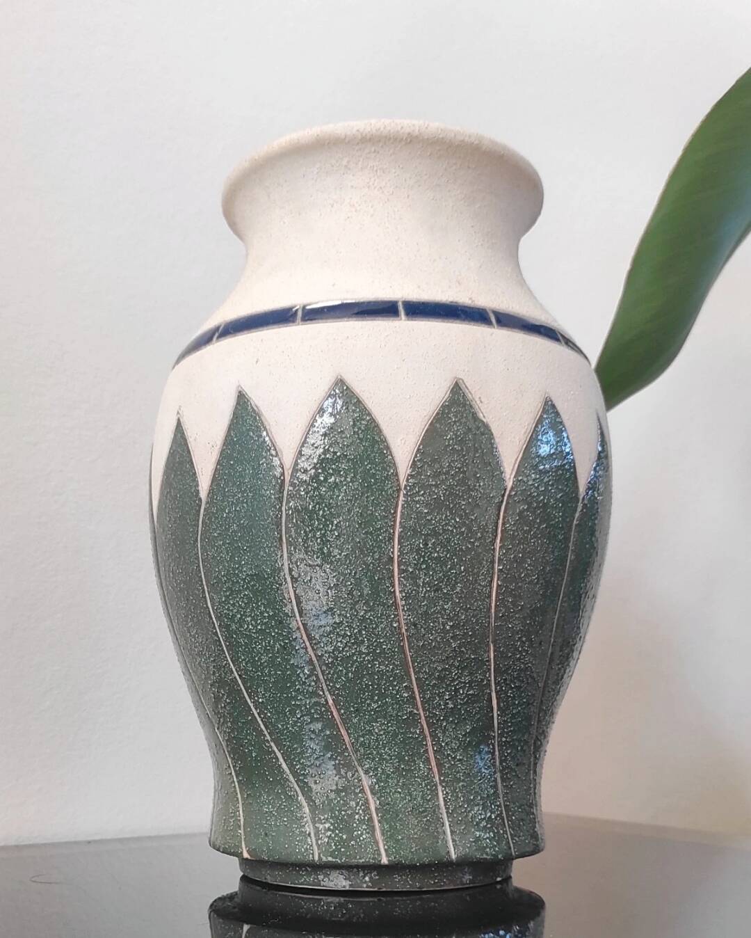 Vintage stoneware vase signed