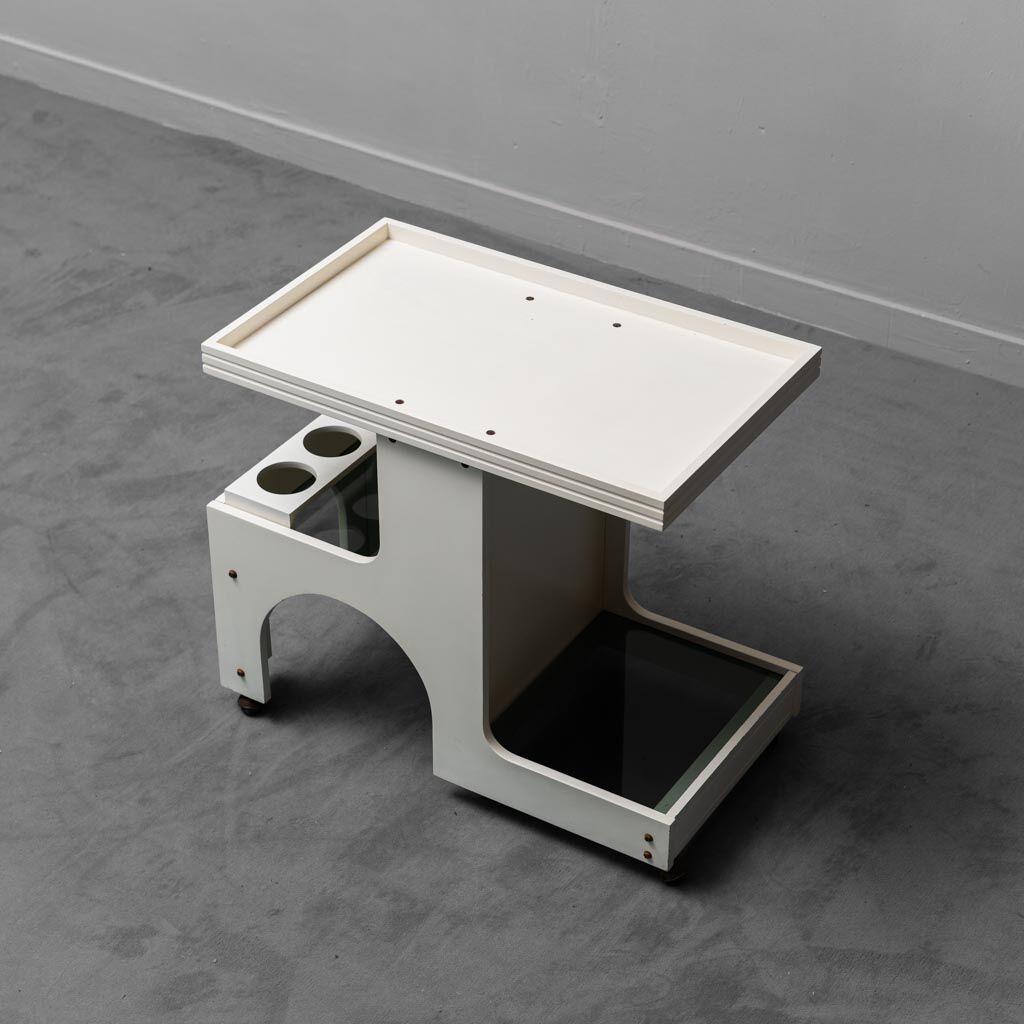 Bar trolley in smoked glass smoked 1970