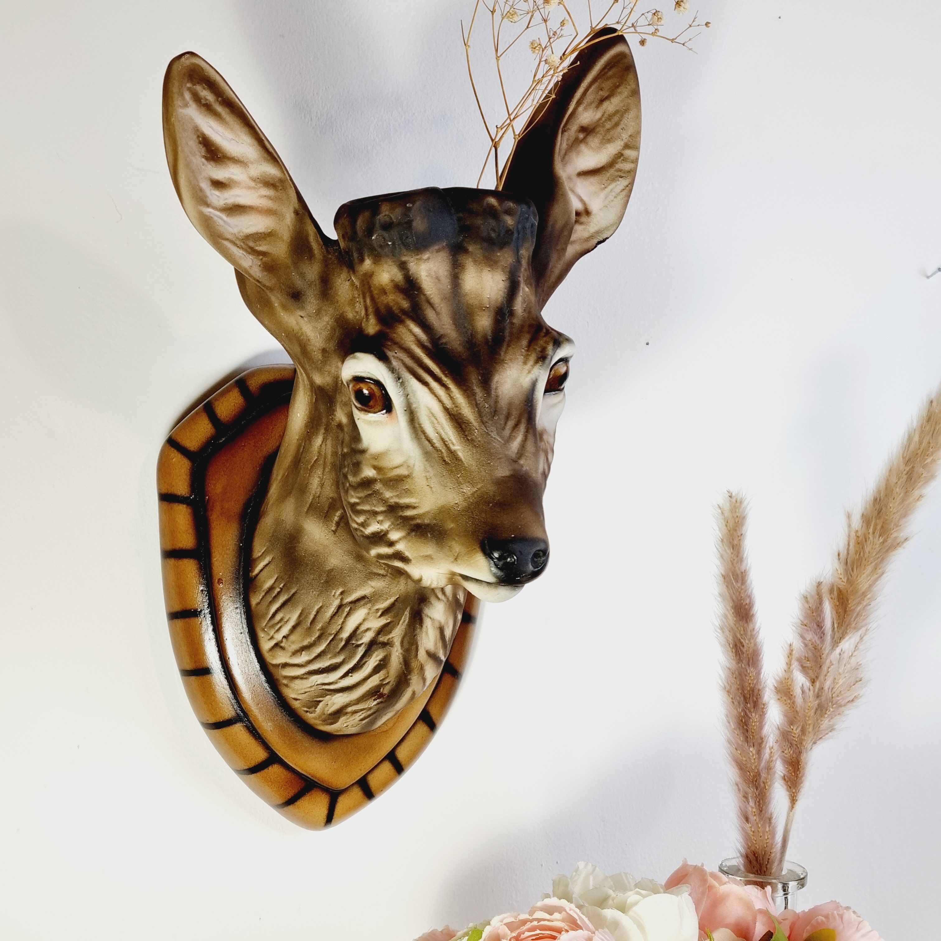 Ceramic deer head trophy
