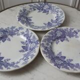 Set of 3 dessert plates Terre de Fer U&C Sarreguemines model "Rubia" late nineteenth