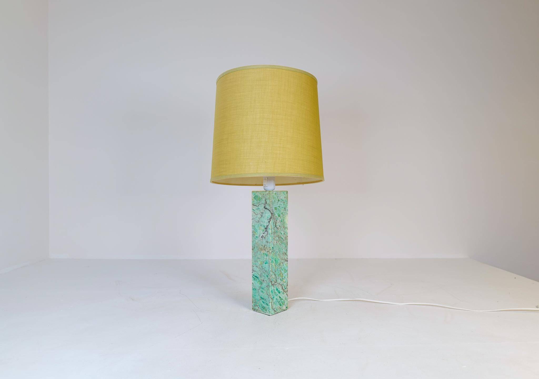Mid-century green marble table lamp by Bergbom, Sweden, 1960s.