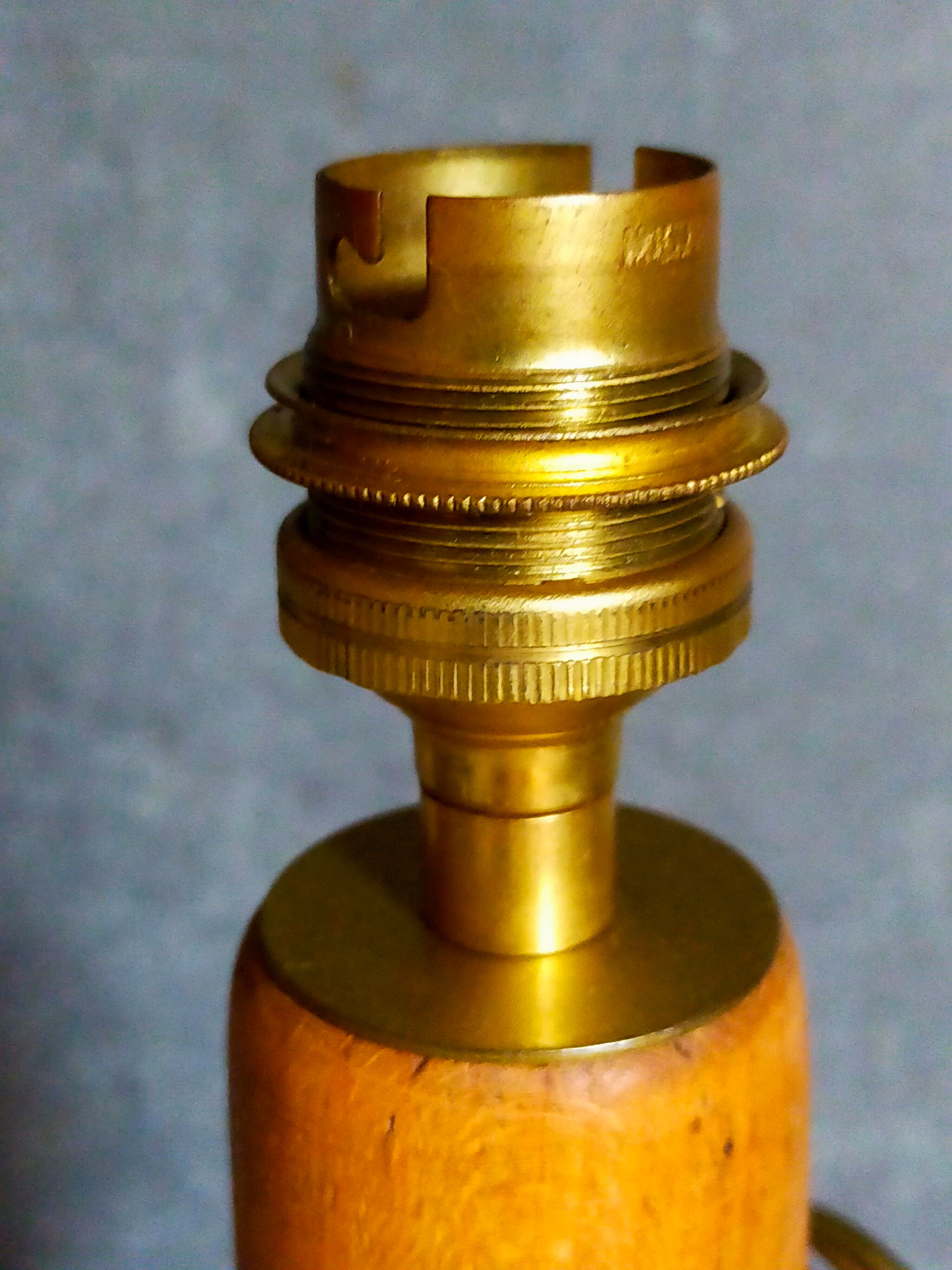 Old solid turned wooden lamp base