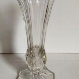 Art-Deco high foot vase in molded crystal early twentieth century