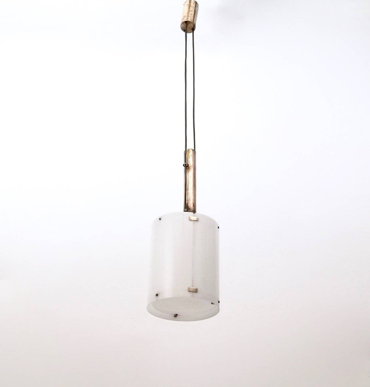 Adjustable Cylinder Pendant Mod. 437 by Tito Agnoli Produced by O-Luce, Ita