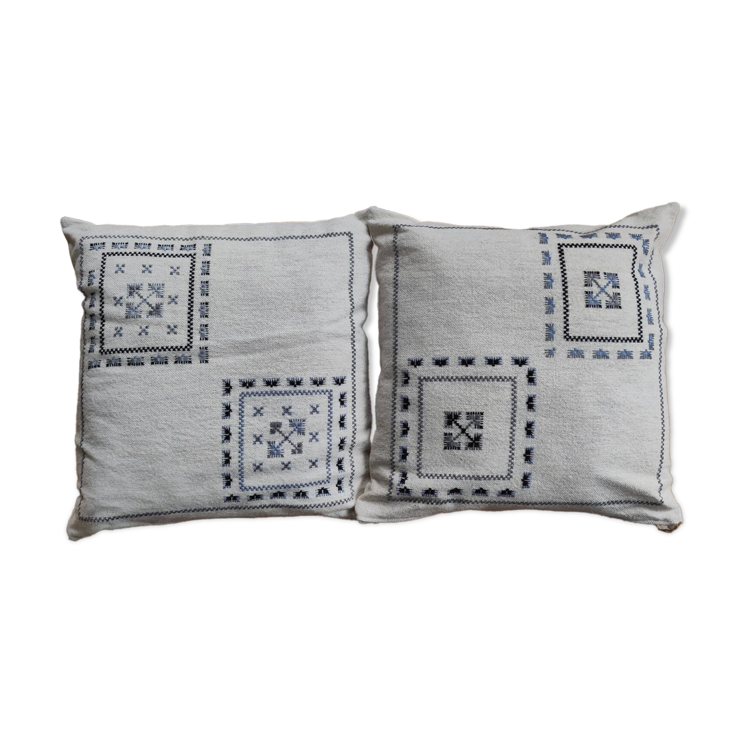 Pair of gray Berber Kerkennah cushions