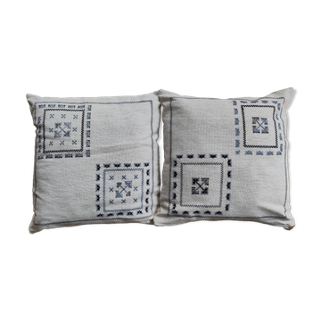 Pair of gray Berber Kerkennah cushions