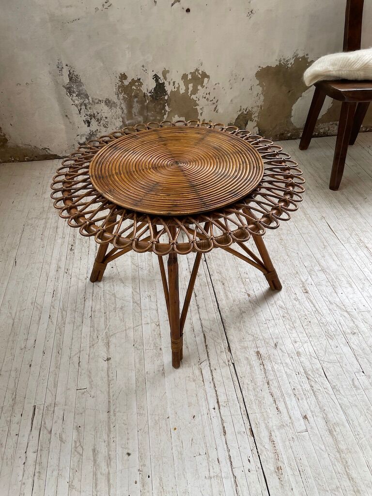 Rattan “sun” coffee table