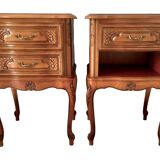 2 tables de chevet style Louis XV tiroirs et pieds cabrioles, 1960
