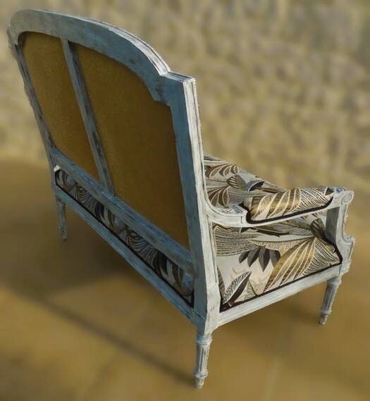 Louis XVI style bench sofa with upholstery and beech wood - Completely revamped