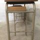 Bureau double d'écolier 1960 en chêne