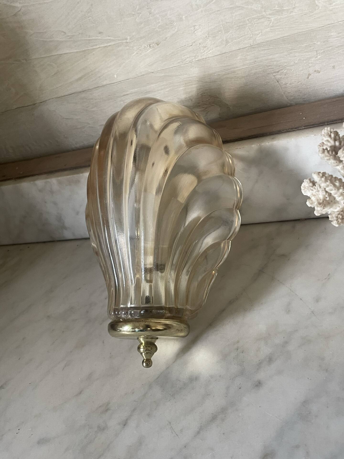 Vintage smoked glass shell wall light