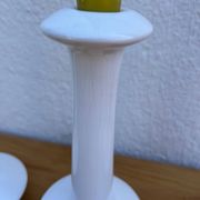 Set of 4 white ceramic candle holders