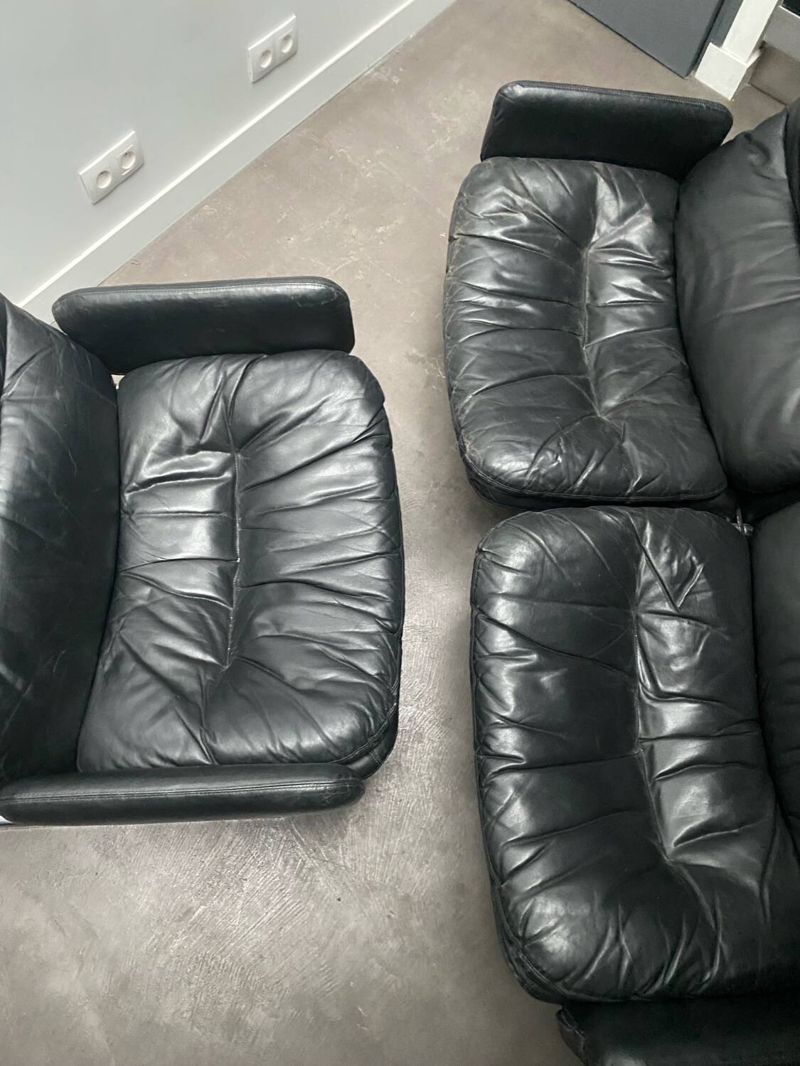 Armchair and sandwich sofa set by Ammannati & Vitelli for Brunati.