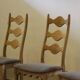 Chaises en chêne à dossier haut / échelle de style Henning Kjærnulf, années 1960, ensemble de 4