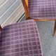 Set of 5 Scandinavian chairs in wood and checked fabric.