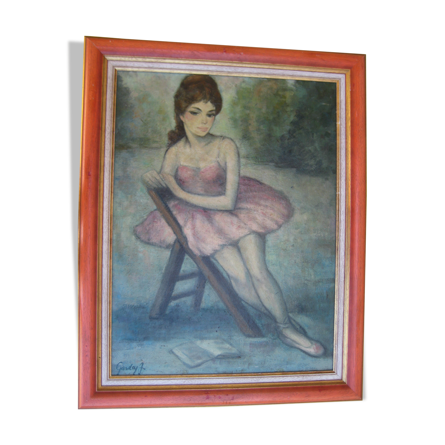 Old painting, oil on panel, dancer, signed garday