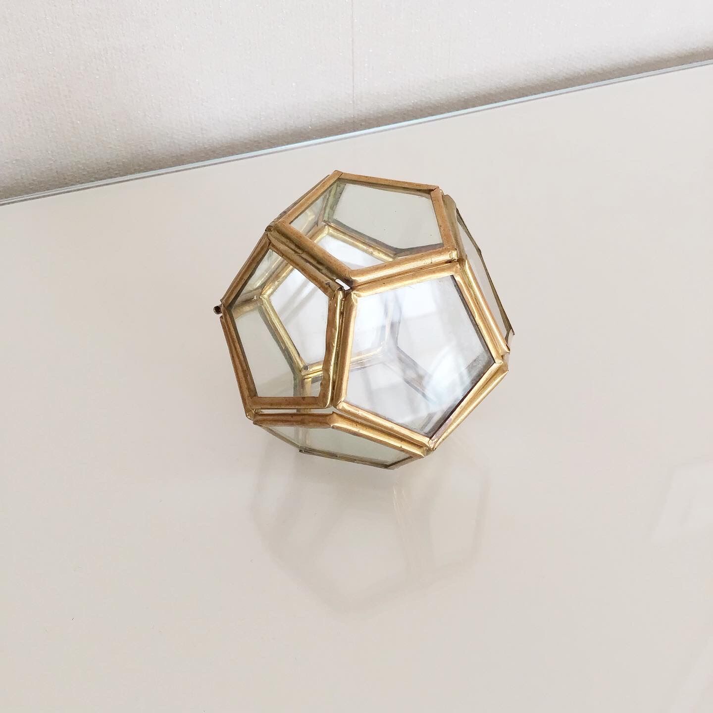 Vintage glass and brass jewelry box