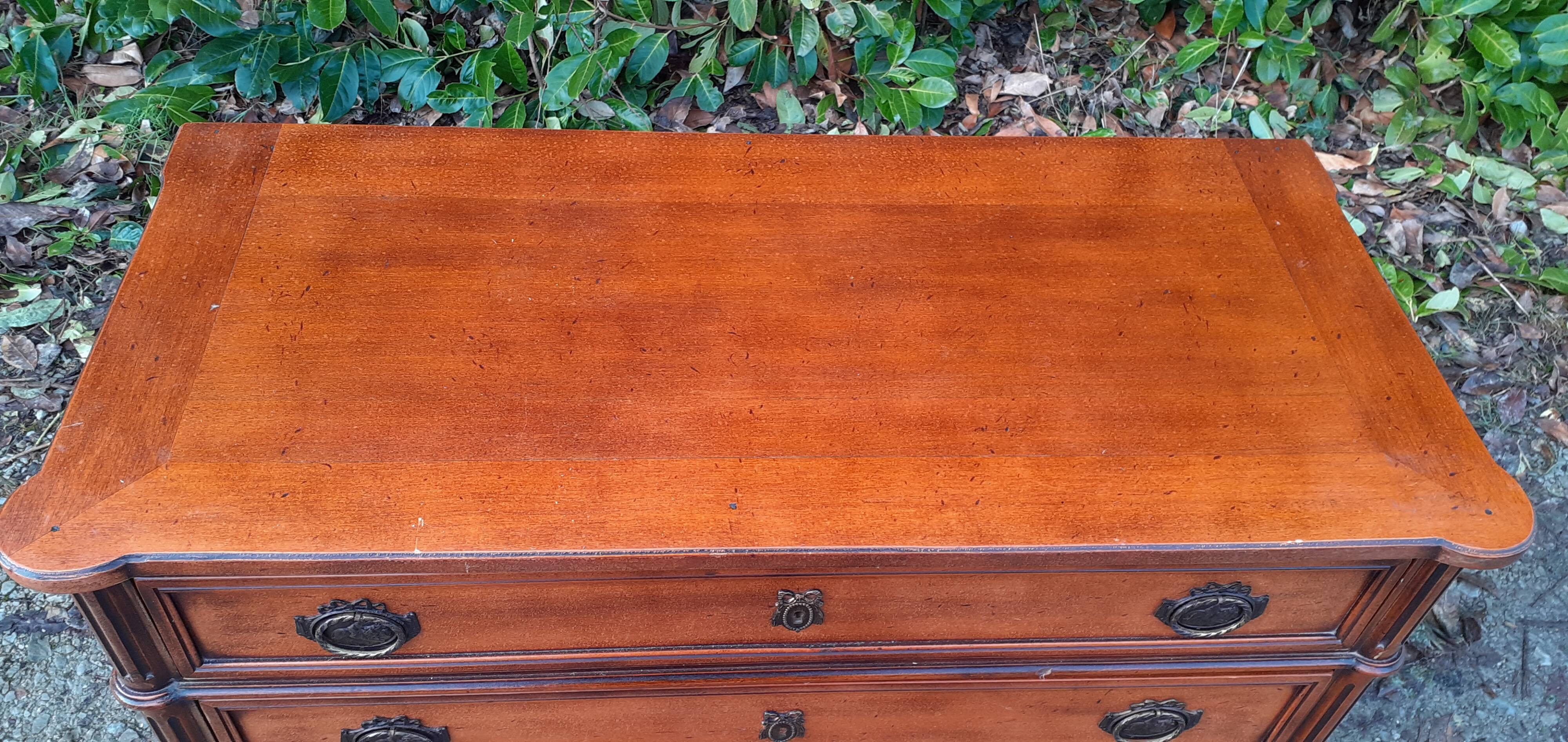 Chest of drawers 3 drawers louis XVl style wood and bronze