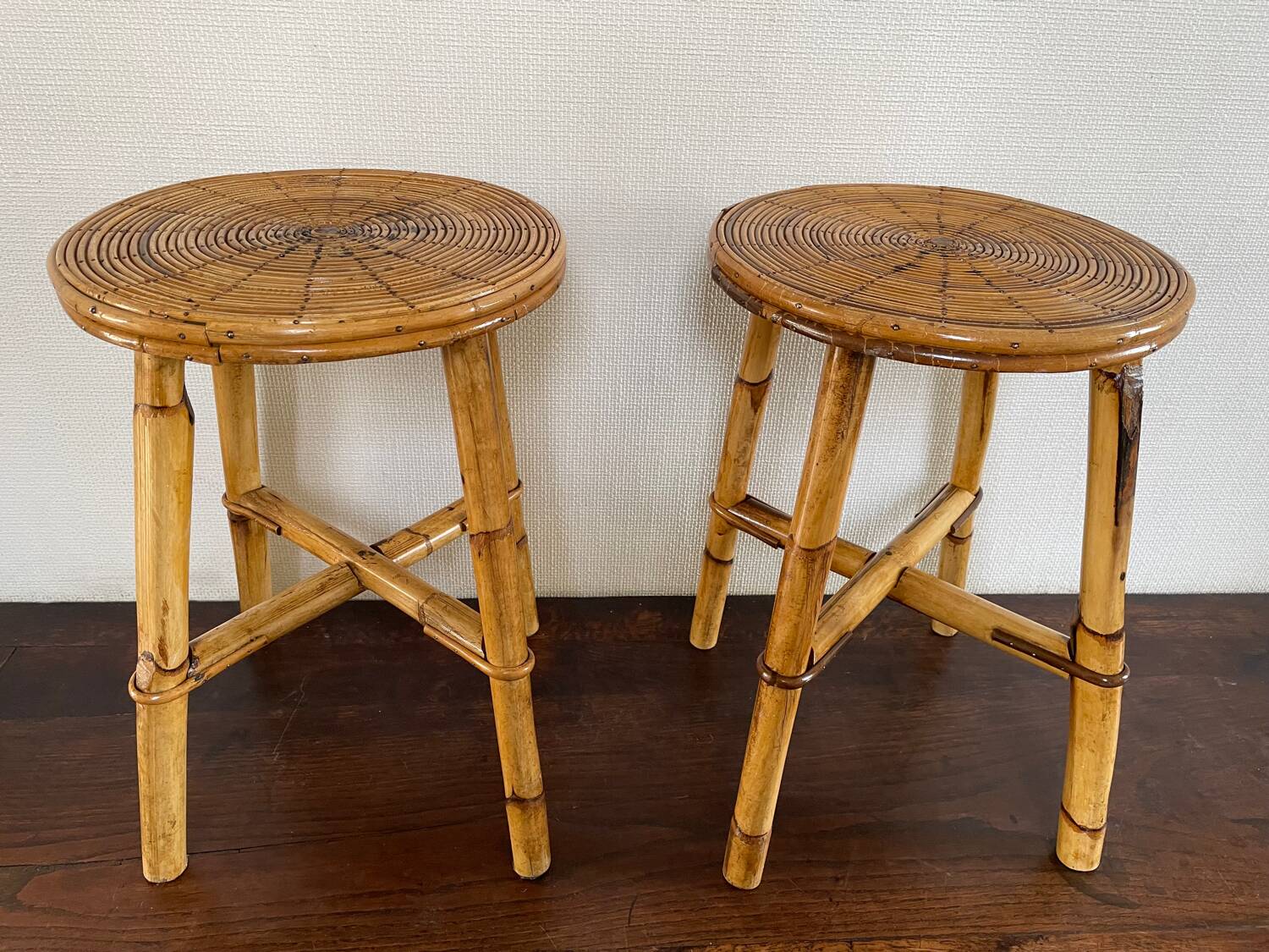 Vintage rattan stools