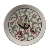 Assiette Vallauris fait main signée Giraud motif d’oiseaux et de fleur