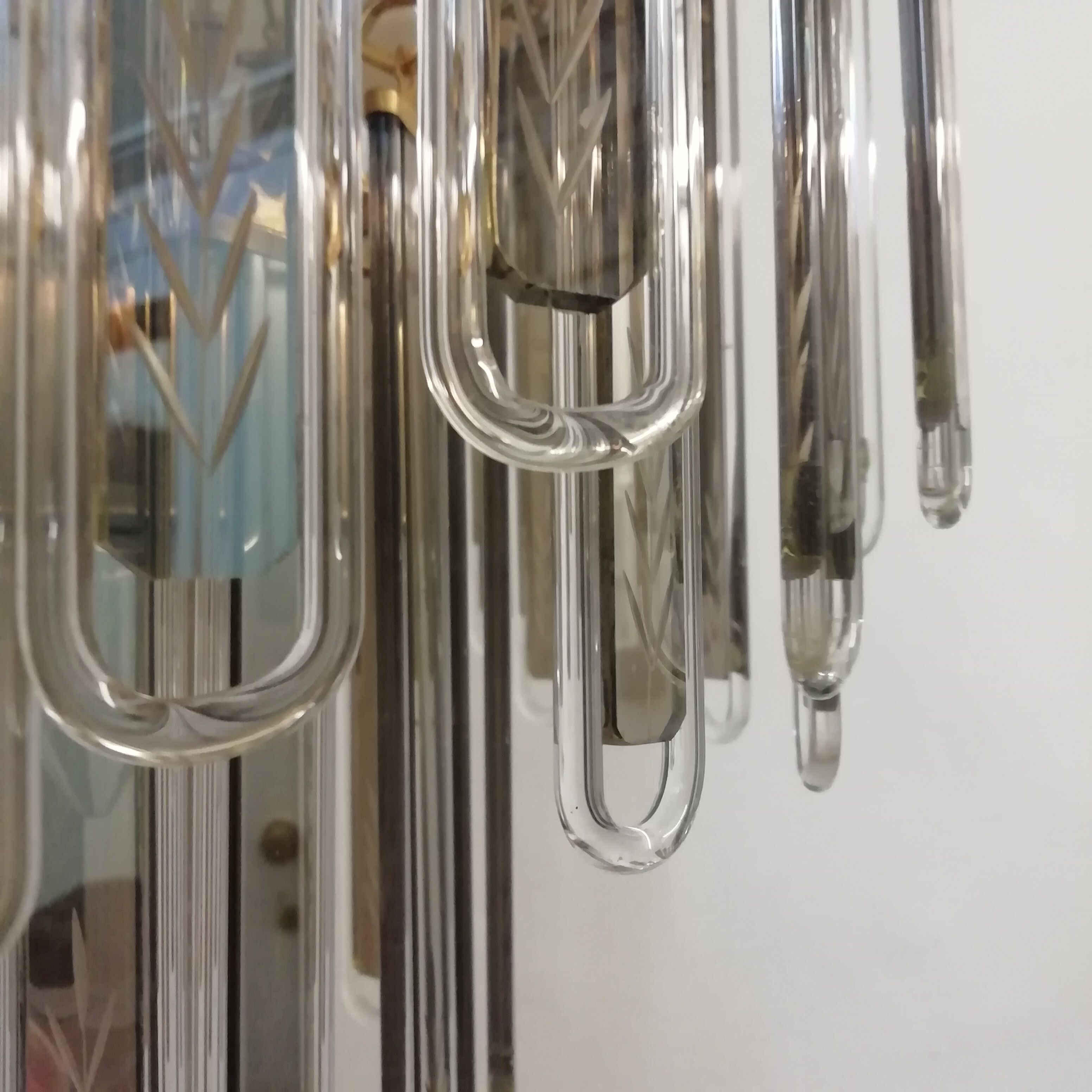 Ceiling lamp with rigid vertical crystals 1970s