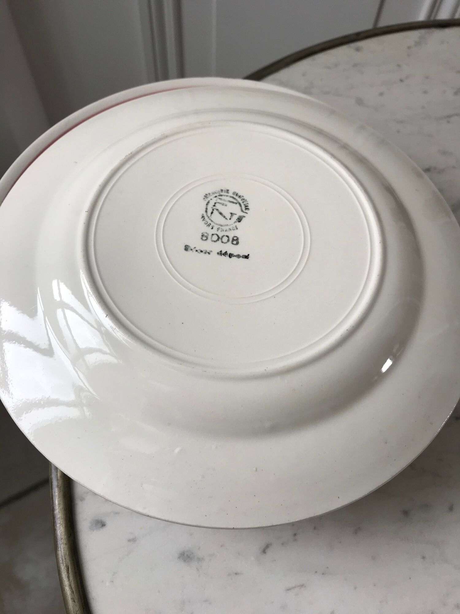 Set of 8 dessert plates fb badonviller pink gingham model 40s