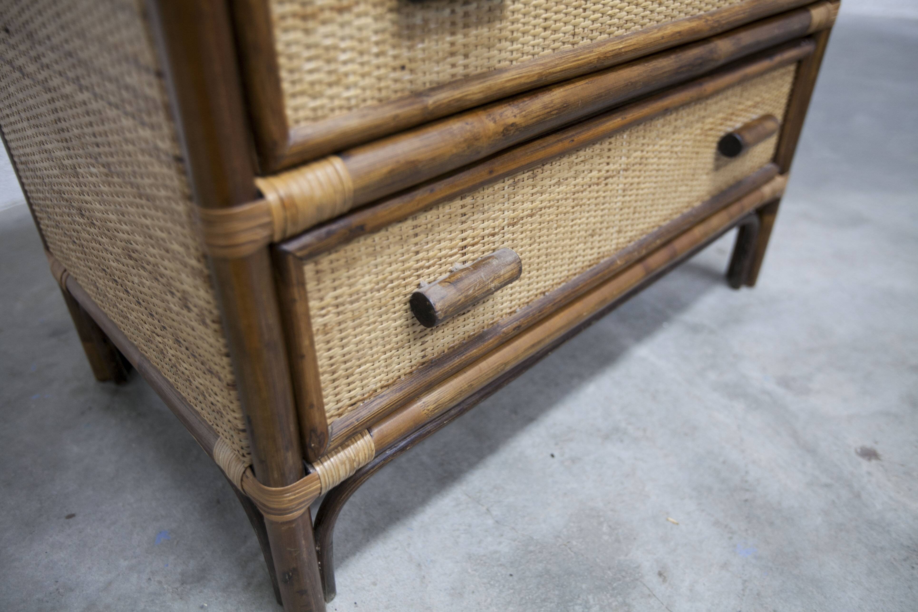 Rattan chest of drawers with 3 drawers