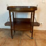 Tea table serving oval maid in mahogany brass marquetry