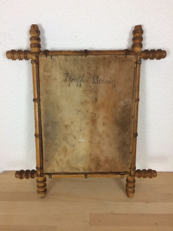 Miroir ancien au mercure bois façon bambou 44x53cm
