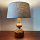 Vintage 70s salon lamp made of turned and sculpted oak wood.