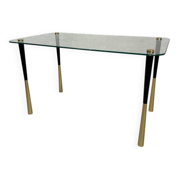 Table d'appoint vintage en verre et métal