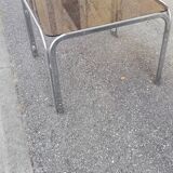 Vintage coffee table chrome and smoked glass
